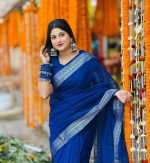 হাফ সিল্ক নকশি পাড় শাড়ি - Image 3