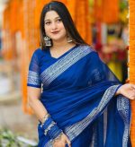 হাফ সিল্ক নকশি পাড় শাড়ি - Image 2