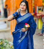 হাফ সিল্ক নকশি পাড় শাড়ি - Image 5